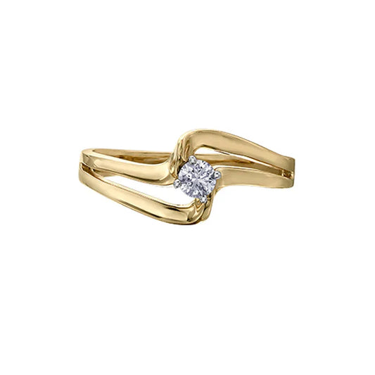 10K Yellow and White Gold 0.10TDW Canadian Diamond Ring