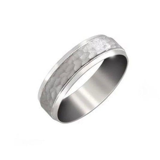 10, 14 Karat White Gold 6mm Fancy Wedding Band