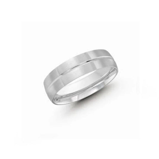 10, 14 Karat White Gold Fancy Comfort Fit Wedding Band