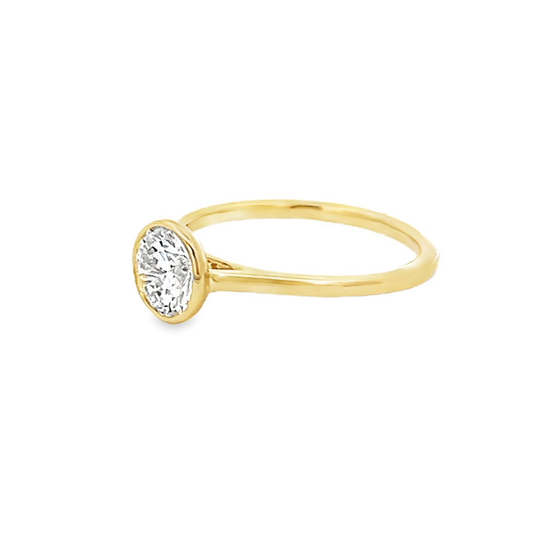 14K Yellow Gold 1.04CT Lab Grown Diamond Solitaire Bezel Ring