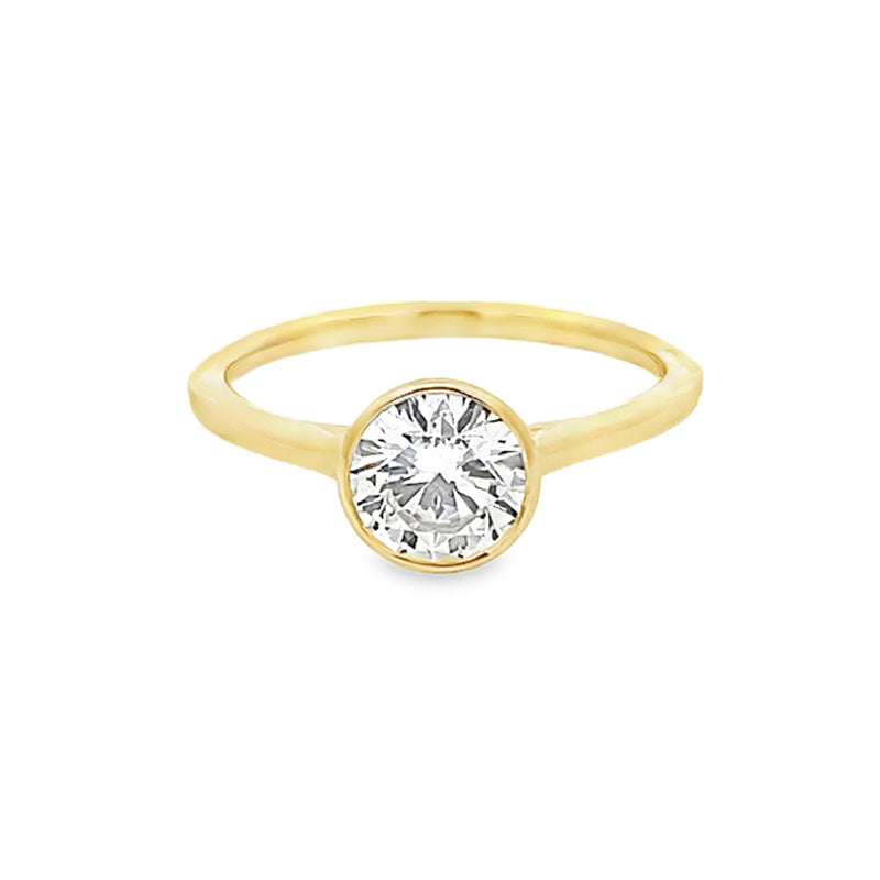 14K Yellow Gold 1.04CT Lab Grown Diamond Solitaire Bezel Ring