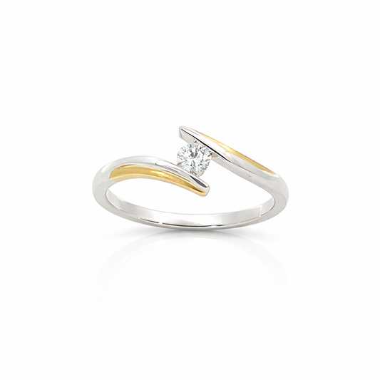 0.15CT Lab Diamond Solitaire Ring In 10K Yellow And White Gold