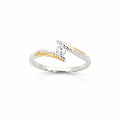 0.15CT Lab Diamond Solitaire Ring In 10K Yellow And White Gold