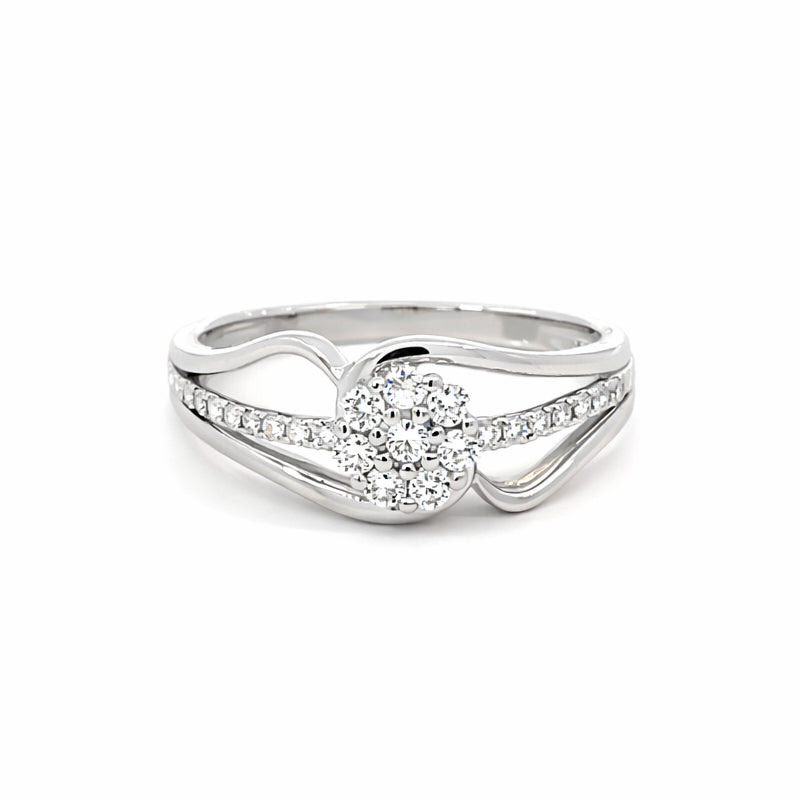 10K White Gold 0.25TDW Lab Grown Diamond Cluster Ring