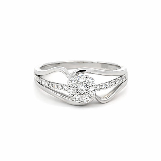 10K White Gold 0.25TDW Lab Grown Diamond Cluster Ring