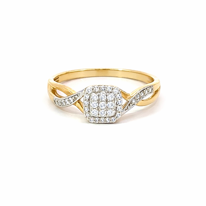 0.20TDW Lab Gown Diamond Promise Ring in 10K Yellow Gold