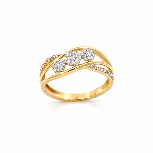 10K Yellow Gold 0.20TDW Lab Grown Diamond Cluster Ring
