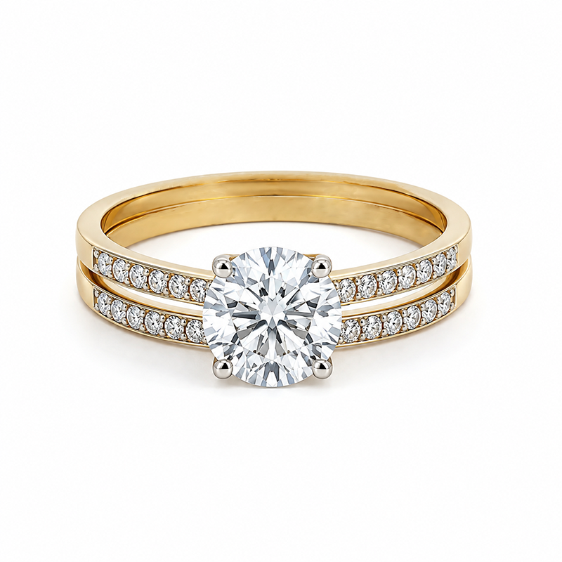 1.25TDW Lab Grown Diamond 10K Yellow Gold Engagement Set