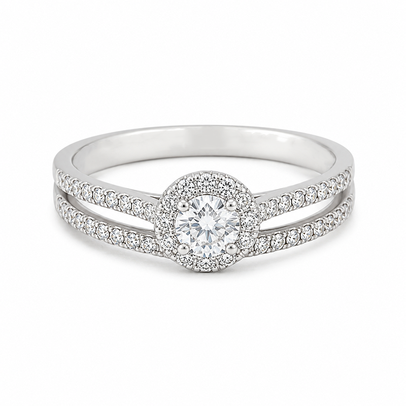 10K White Gold 0.50TDW Lab Diamond Engagement Ring Set