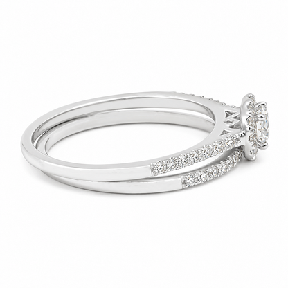 10K White Gold 0.50TDW Lab Diamond Engagement Ring Set