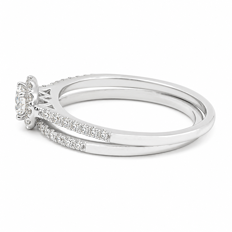 10K White Gold 0.50TDW Lab Diamond Engagement Ring Set