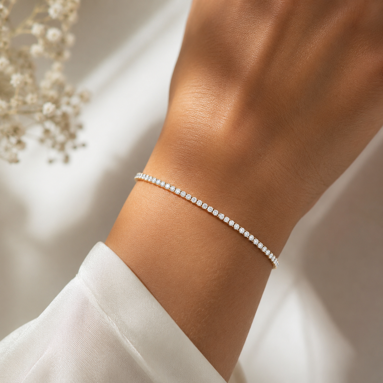 2.00TDW Lab Grown Diamond Tennis Bracelet in 14K Yellow Gold 