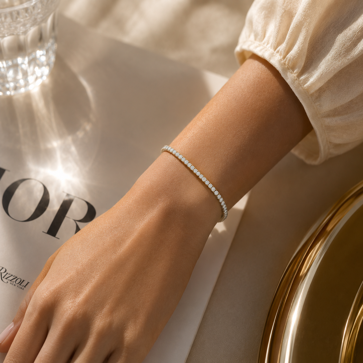3.00TDW Lab Grown Diamond Tennis Bracelet in 14K Yellow Gold 