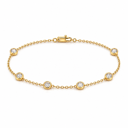 1.00TDW Lab Grown Diamond With 10K Yellow Gold Bracelet