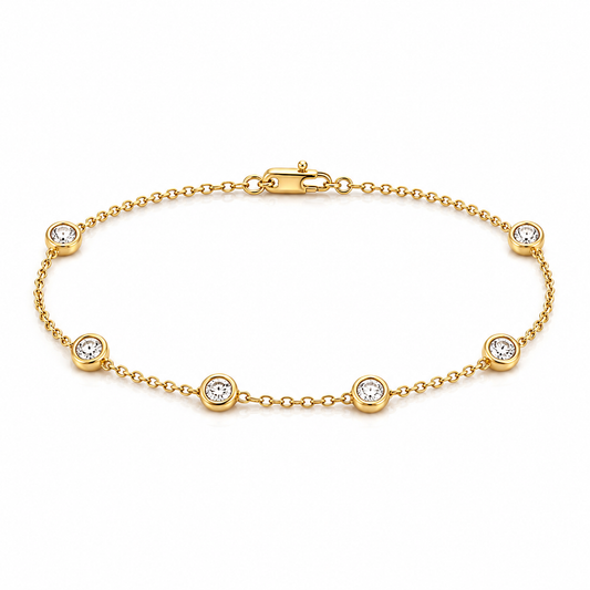 1.00TDW Lab Grown Diamond With 10K Yellow Gold Bracelet