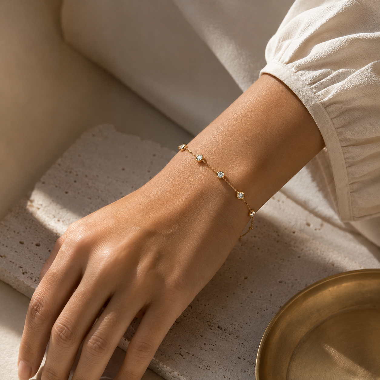 1.00TDW Lab Grown Diamond With 10K Yellow Gold Bracelet