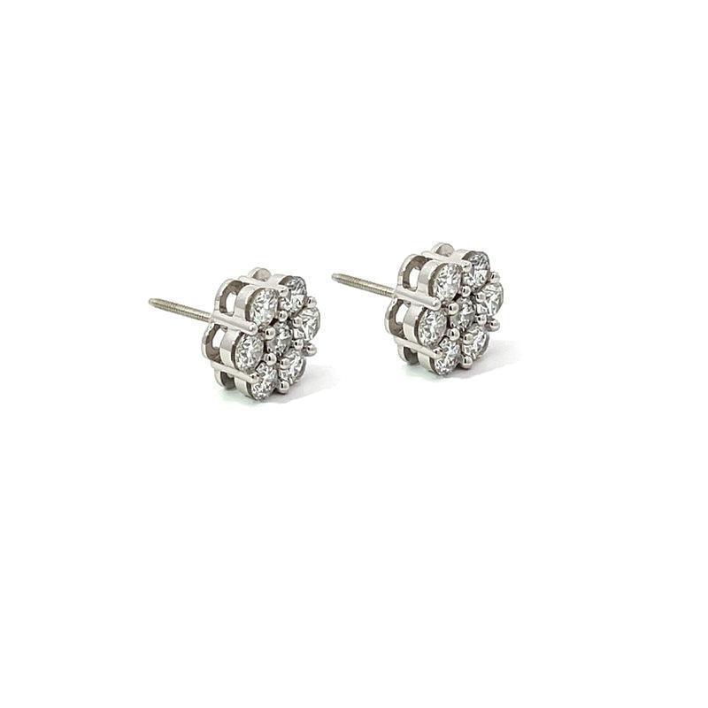 14K White Gold 1.00TDW Lab Grown Diamond Flower Earrings