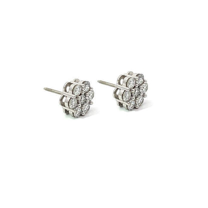 14K White Gold 1.00TDW Lab Grown Diamond Flower Earrings