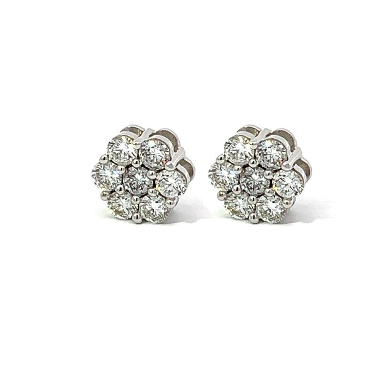 14K White Gold 2.00TDW Lab Grown Diamond Flower Earrings