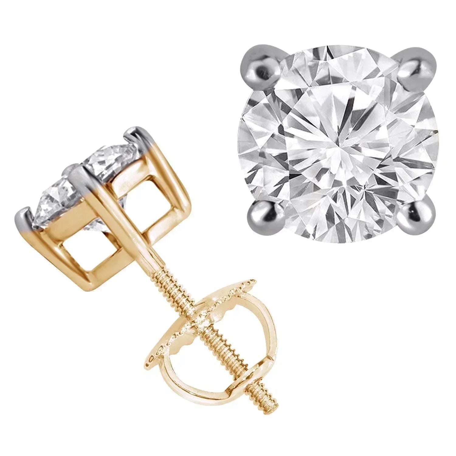 14K Yellow Gold 1.00TDW Lab Diamond Solitaire Earrings