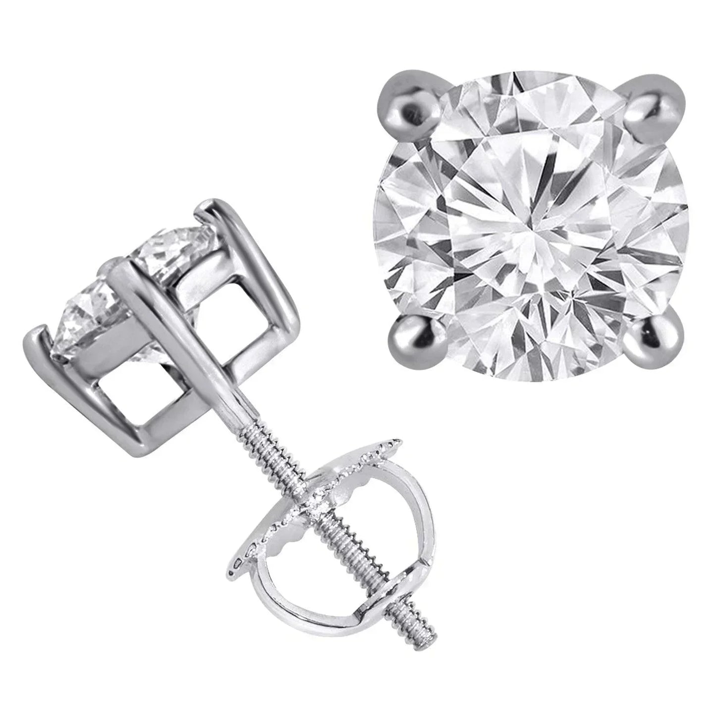 1.50DW Lab Diamond Solitaire Earrings in 14K White Gold