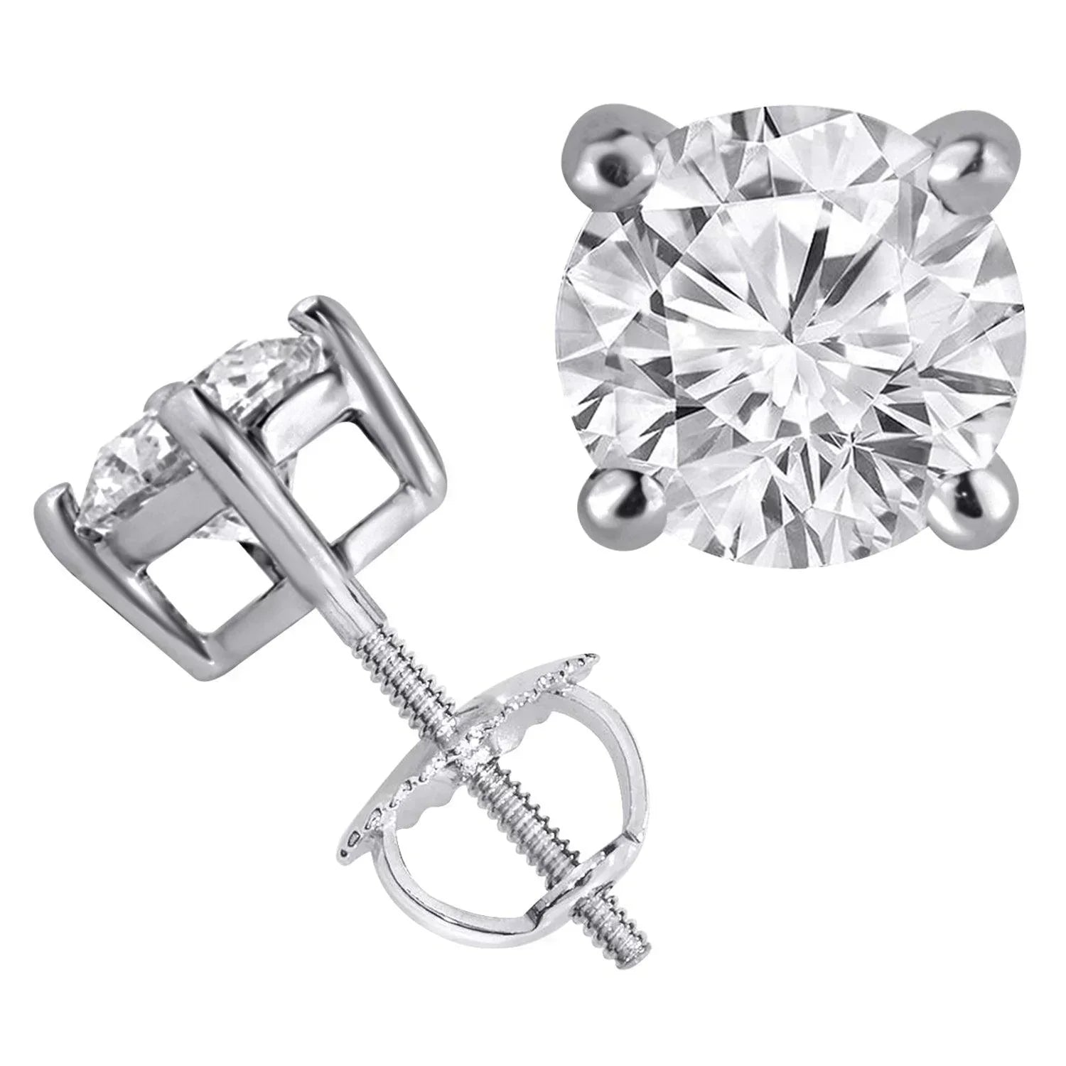 3.00DW Lab Diamond Solitaire Earrings in 14K White Gold