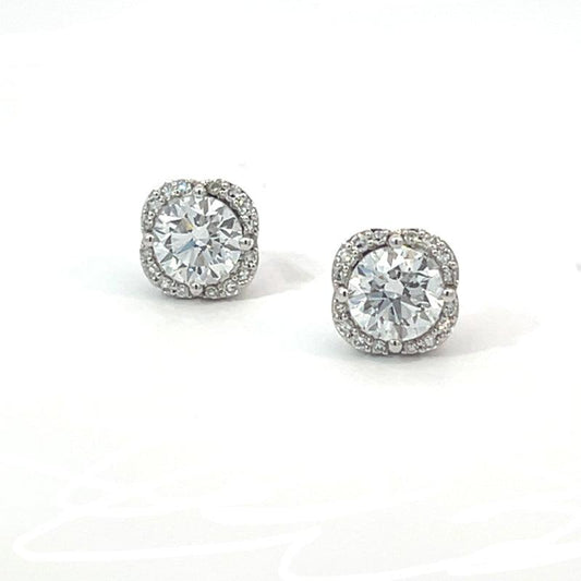 14K White Gold 2.20TDW Lab Grown Diamond Fancy Earrings