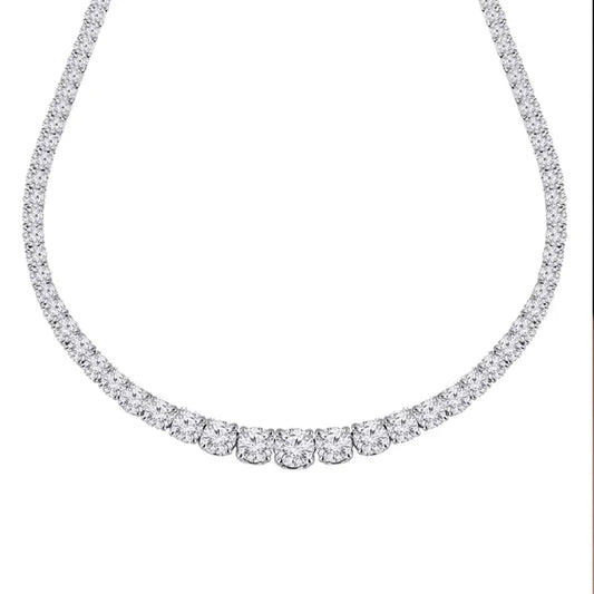 10CT Lab Grown Diamond Tennis Necklace in 14K White Gold