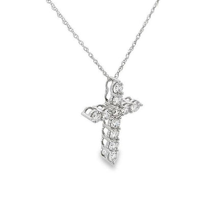 14K White Gold 1.00TDW Lab Grown Diamond Cross Pendant
