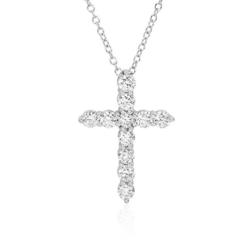14K White Gold 1.00TDW Lab Grown Diamond Cross Pendant