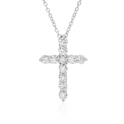 14K White Gold 1.00TDW Lab Grown Diamond Cross Pendant