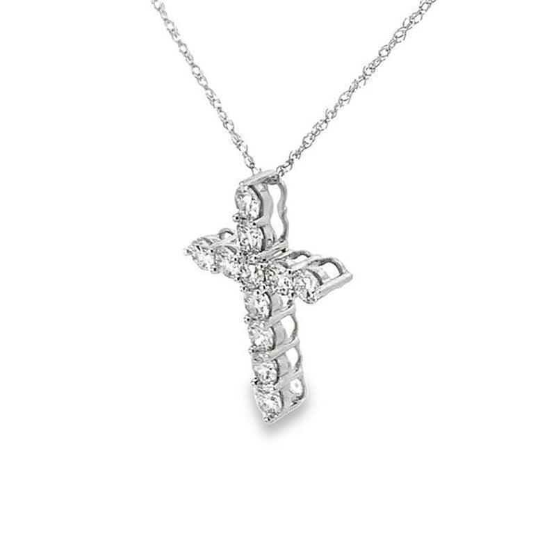 14K White Gold 1.00TDW Lab Grown Diamond Cross Pendant
