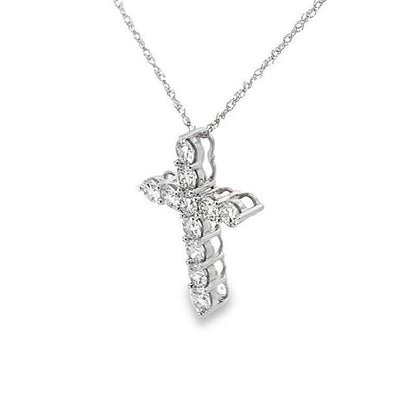14K White Gold 1.00TDW Lab Grown Diamond Cross Pendant