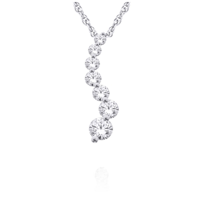 14K White Gold 1.00TDW Lab Grown Diamond Journey Pendant