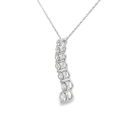 14K White Gold 1.00TDW Lab Grown Diamond Journey Pendant