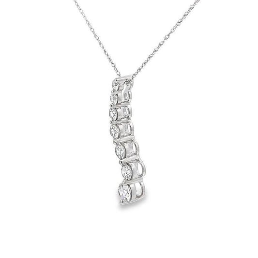 14K White Gold 1.00TDW Lab Grown Diamond Journey Pendant