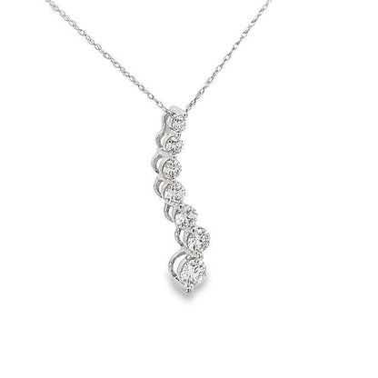 14K White Gold 1.00TDW Lab Grown Diamond Journey Pendant