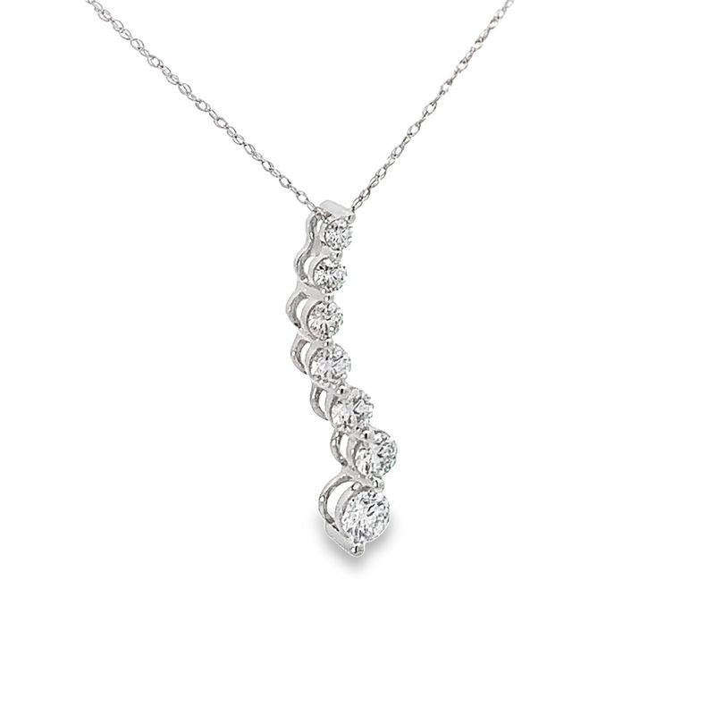 14K White Gold 1.00TDW Lab Grown Diamond Journey Pendant