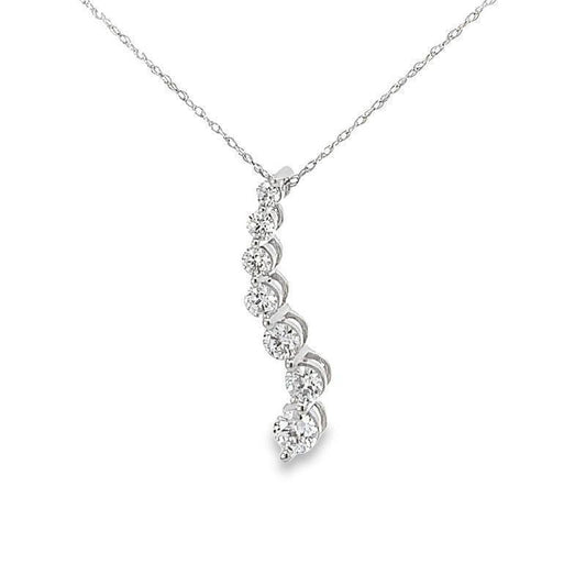 14K White Gold 1.00TDW Lab Grown Diamond Journey Pendant