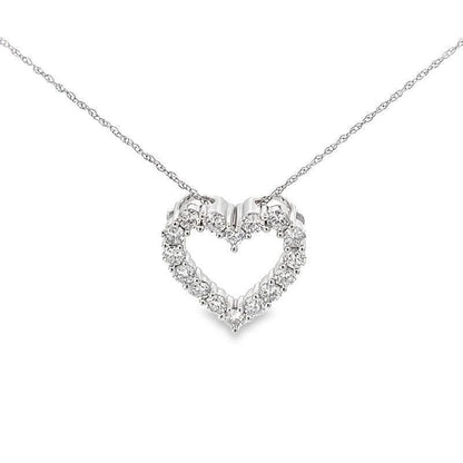 14K White Gold 1.00TDW Lab Grown Diamond Heart Pendant
