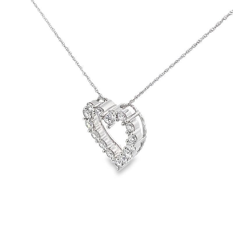 14K White Gold 1.00TDW Lab Grown Diamond Heart Pendant