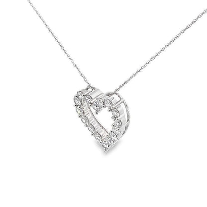 14K White Gold 1.00TDW Lab Grown Diamond Heart Pendant