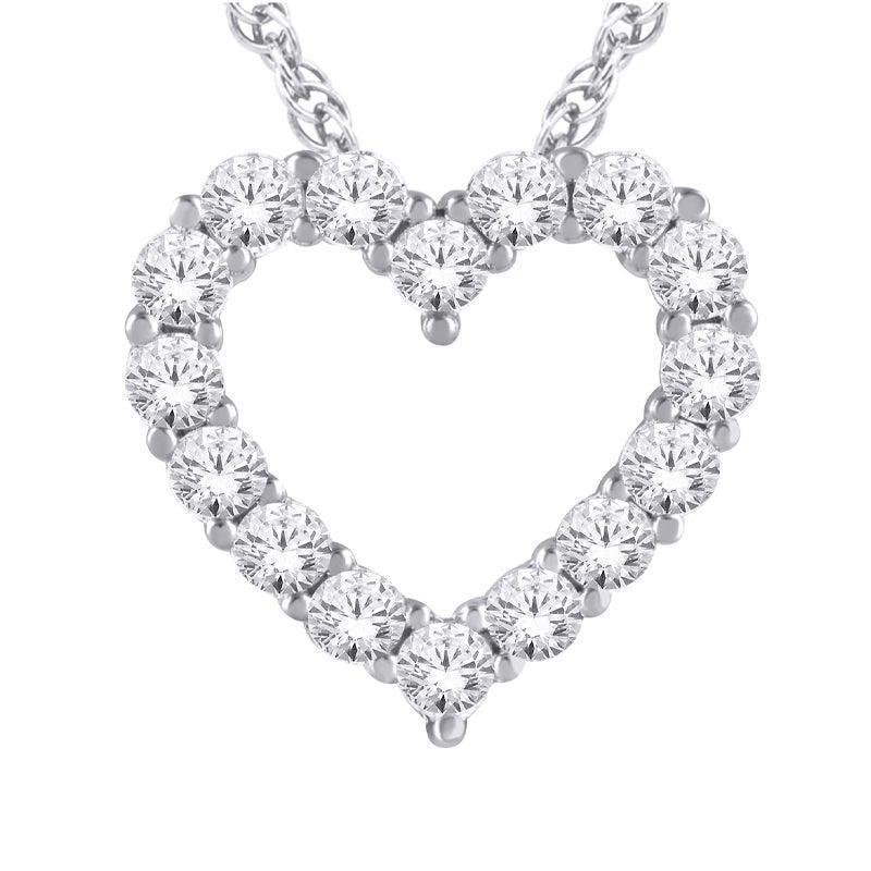 14K White Gold 1.00TDW Lab Grown Diamond Heart Pendant