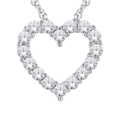 14K White Gold 1.00TDW Lab Grown Diamond Heart Pendant