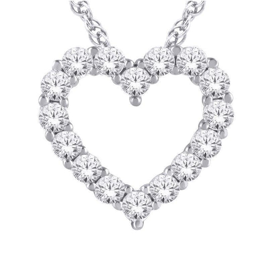 14K White Gold 1.00TDW Lab Grown Diamond Heart Pendant