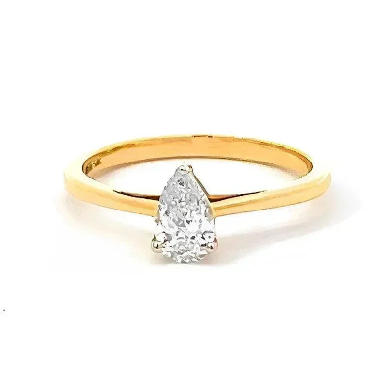 14K Yellow Gold 0.50CT Pear Lab Grown Diamond Ring