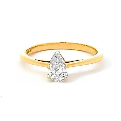 14K Yellow Gold 0.50CT Pear Lab Grown Diamond Ring