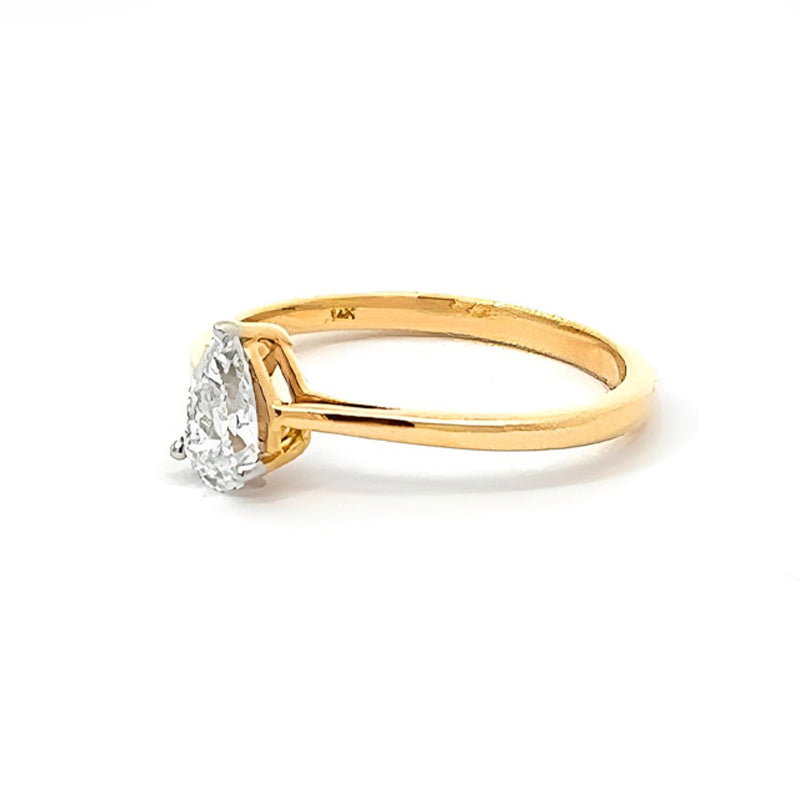 14K Yellow Gold 0.50CT Pear Lab Grown-Grown Diamond Ring