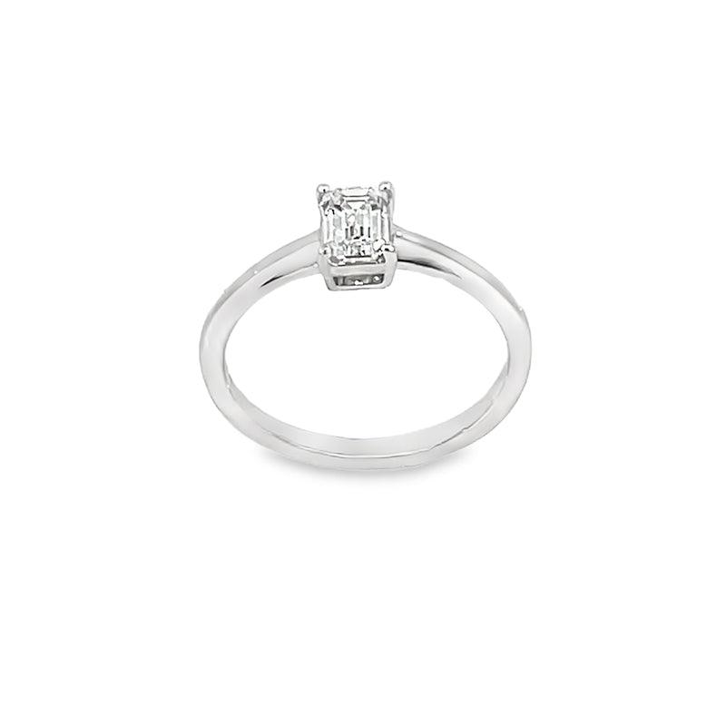 14K White Gold 0.50CT Emerald Cut Lab Grown Diamond Ring