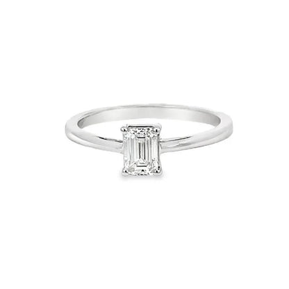 14K White Gold 0.50CT Emerald Cut Lab Grown Diamond Ring